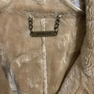 Winlit genuine suede leather fauxfur buttonjacket